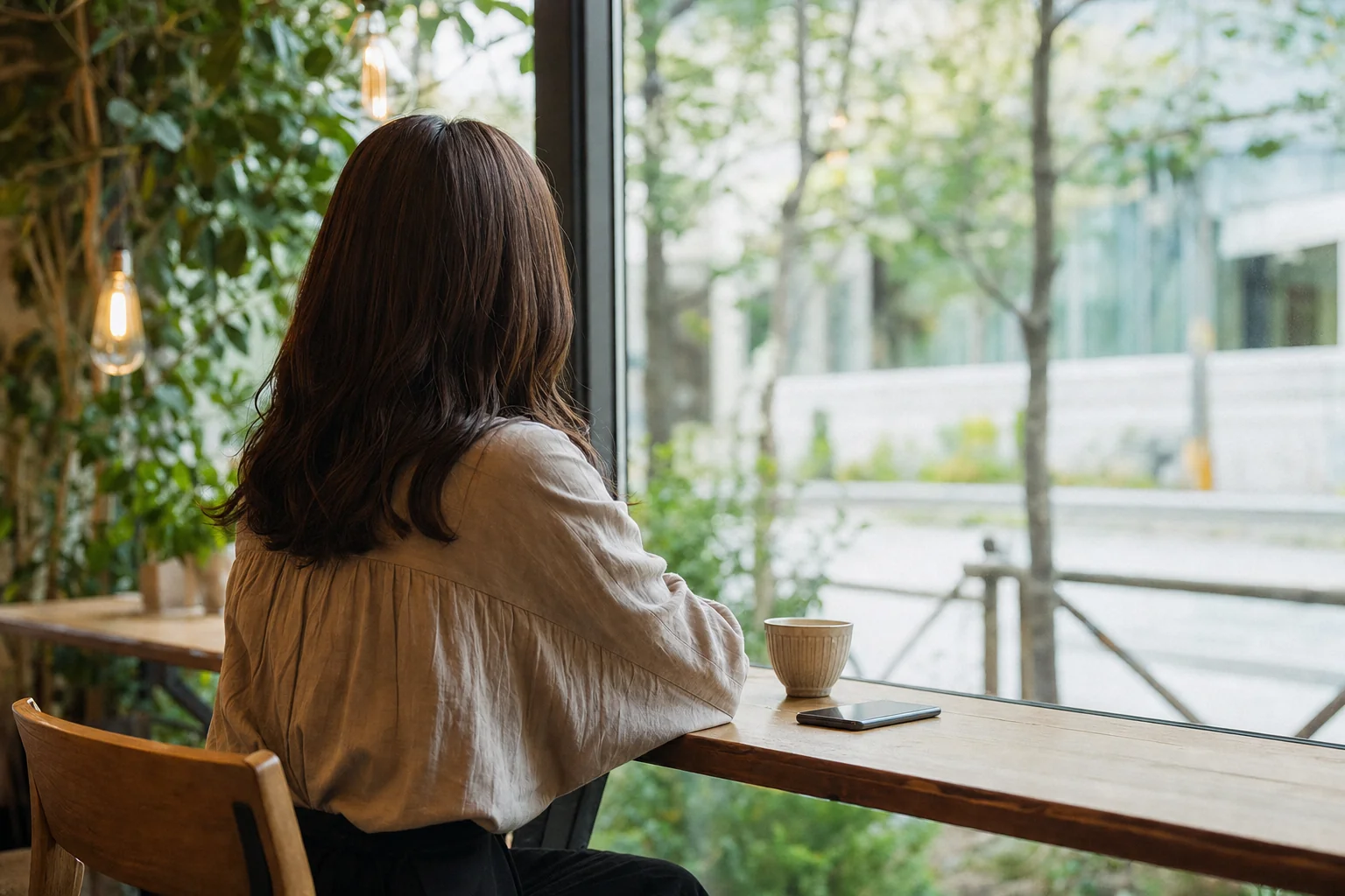 フレネミーとの距離を取った後、一人で静かに過ごす時間を持つ女性のイメージ写真